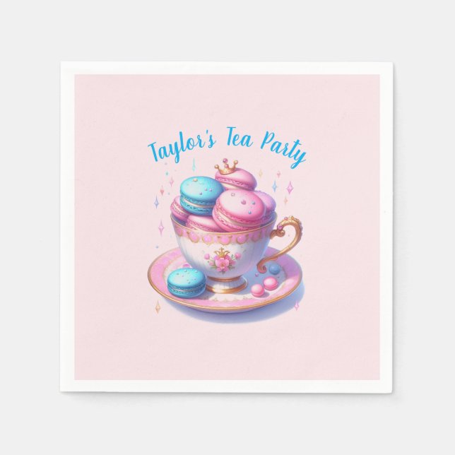 Serviette En Papier Princesse Tea Party avec Macarons (Devant)