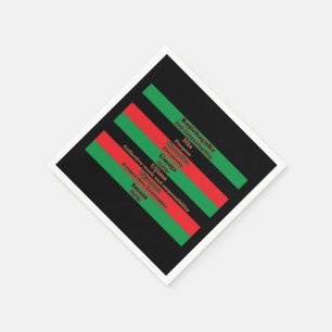 Serviette En Papier Principes de Kwanzaa Rouge Vert noir rayures