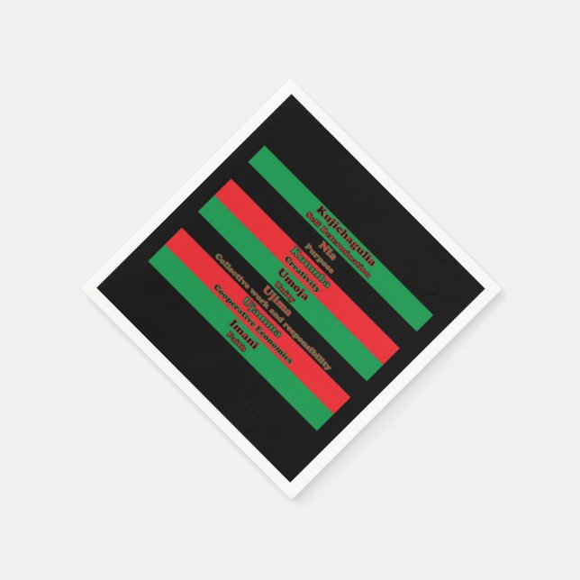 Serviette En Papier Principes de Kwanzaa Rouge Vert noir rayures (Coin)