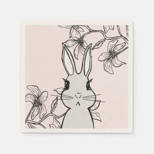 Serviette En Papier Printemps Floral De Lapin Rose Léger