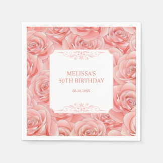 Serviette En Papier Printemps rose Roses Blossom Floral Anniversaire