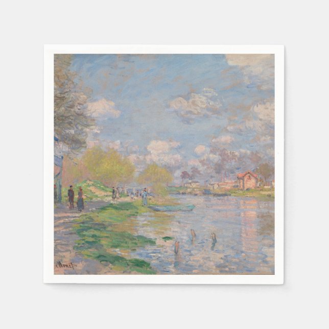 Serviette En Papier Printemps sur la Seine par Monet Impressionniste (Devant)