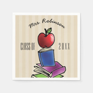 Serviette En Papier Professeur Apple avec la pile de livre