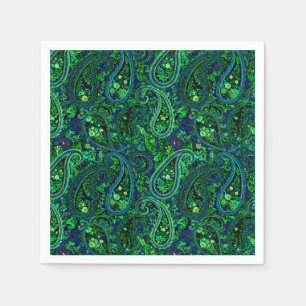 Serviette En Papier Profusion Paisley Vibrant Floral Bleu Vert