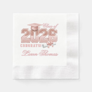 Serviette En Papier Promotion 2026 Rose Gold Blush Glam Diplômés