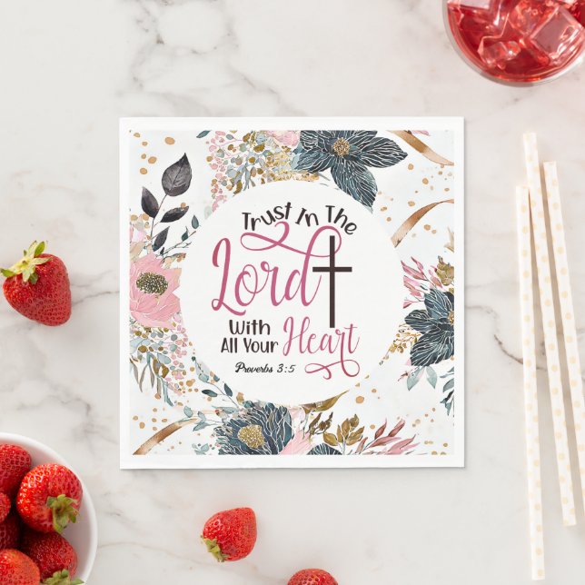 Serviette En Papier Proverbes 3:5 Confiance dans le Seigneur Bible Ver (En situation)