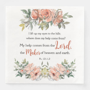 Serviette En Papier Psaume 121: 1,2 Encourageant Bible Verse Aquarelle