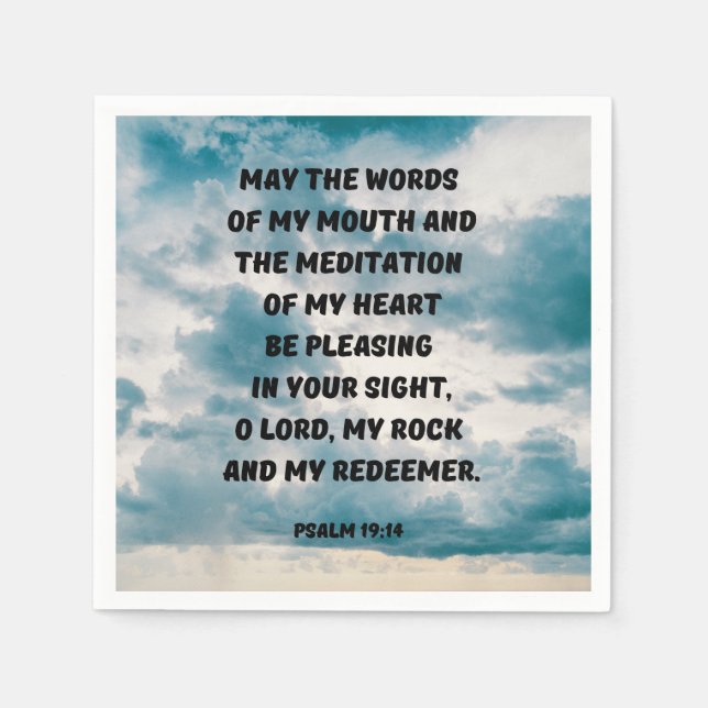 Serviette En Papier Psaume 19:14 Prière Bible Verse (Devant)