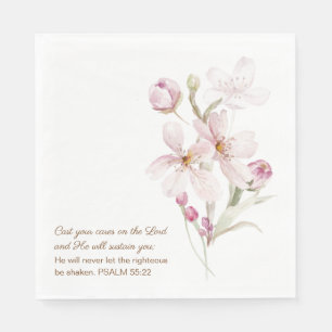 Serviette En Papier Psaume 55:22 Cerisiers Roses en Fleurs