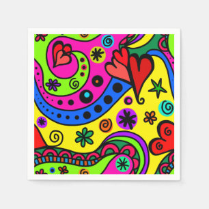 Serviette En Papier Pschedelic Bohemian Hippie Coloré Party Napkins