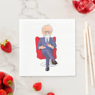 Serviette En Papier Psychologue en costume avec Bloc-notes assis