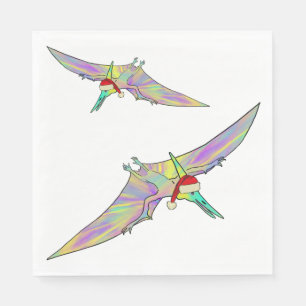 Serviette En Papier Pterodactyl Colorful Xmas Dinosaur Funny Festive