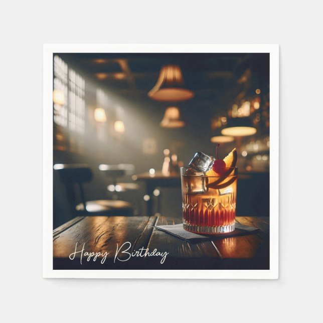 Serviette En Papier Pub Boisson Ancien Pour Anniversaire (Devant)