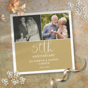 Serviette En Papier Puis et maintenant 2 Photo 50e anniversaire Mariag