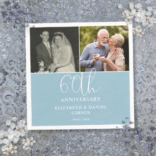 Serviette En Papier Puis et maintenant 2 Photo 60e anniversaire Mariag