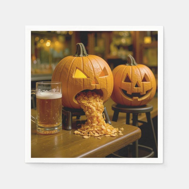Serviette En Papier Puking Halloween Pumpkin In a Bar (Devant)