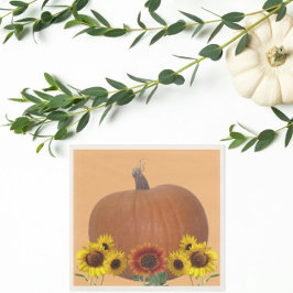 Serviette En Papier Pumpkin and Sunflowers Orange Thanksgiving