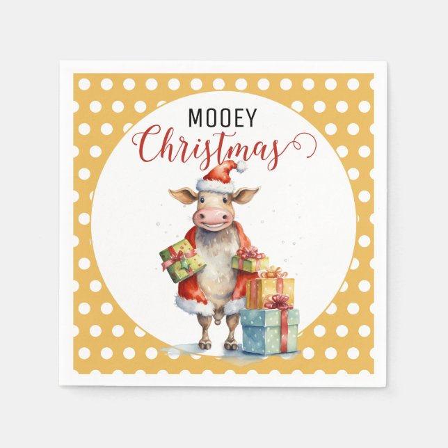Serviette En Papier Pun de vache de Noël (Devant)