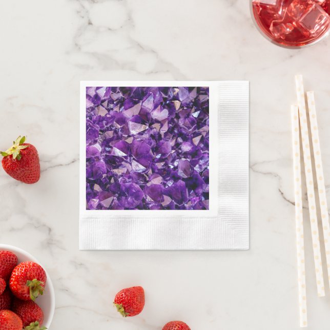 Serviette En Papier Purple Amethyst Crystal Geode Papier Gems (En situation)