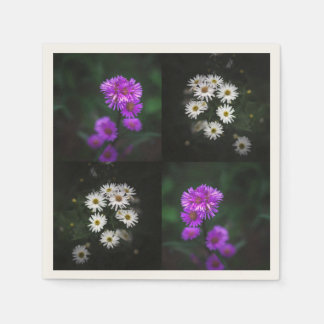 Serviette En Papier Purple and White Floral