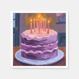 Serviette En Papier Purple Birthday Cake Painting Birthday Party