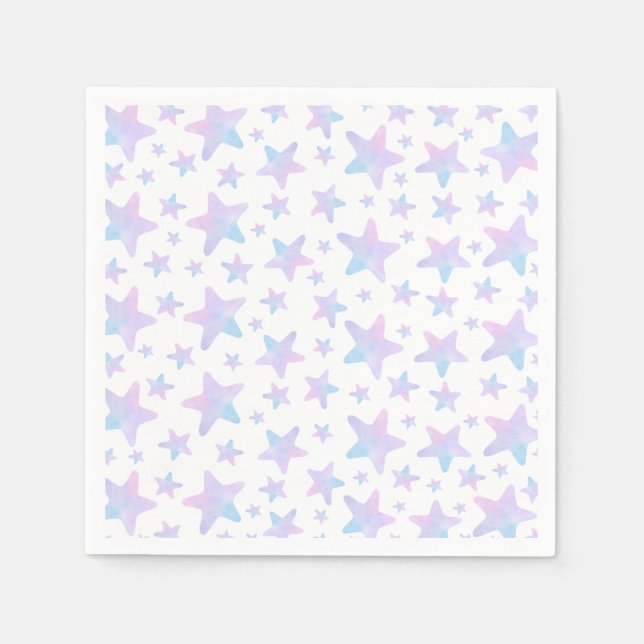 Serviette En Papier Purple Blue stars Princess Theme Anniversaire (Devant)