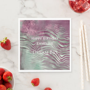 Serviette En Papier Purple Bourgogne Aqua Mint Zebra