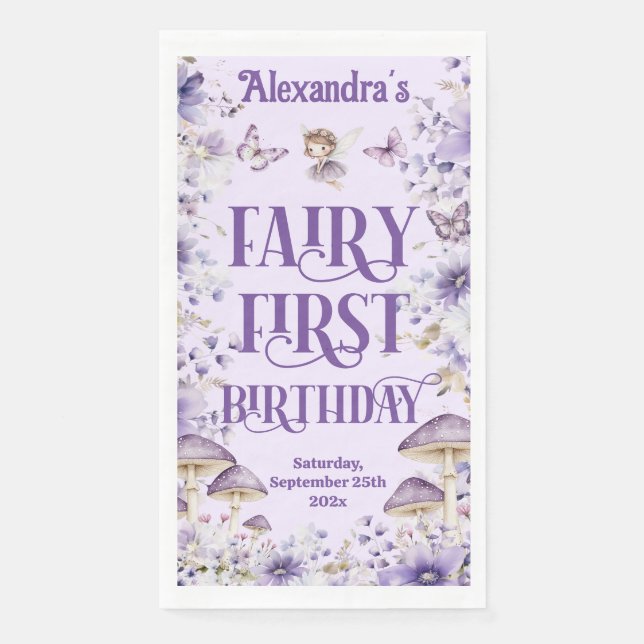 Serviette En Papier Purple Floral Fairy First  (Devant)