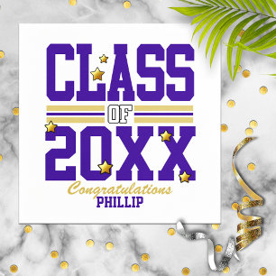 Serviette En Papier Purple Gold Graduated Class Year