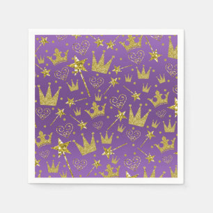 Serviette En Papier Purple & Gold Parties scintillant Girls Princess P