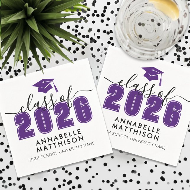 Serviette En Papier Purple Graduation (Graduate Purple Graduation Napkins)