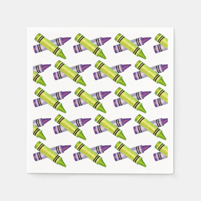 Serviette En Papier Purple Green Crayon Art Fournitures Enseignant Art (Devant)
