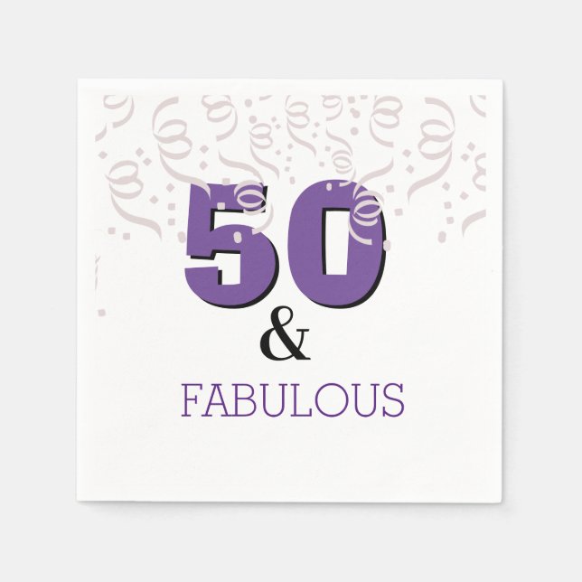 Serviette En Papier Purple Joyeux 50ème anniversaire fête (Devant)
