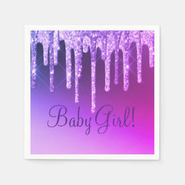 Serviette En Papier Purple Parties scintillant Bling Girl Nom Sparkle 