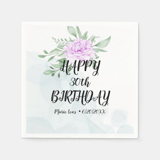 Serviette En Papier Purple Rose Eucalyptus verdure 30e anniversaire (Devant)