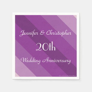 Serviette En Papier Purple Stripe 20e Mariage Anniversaire papier