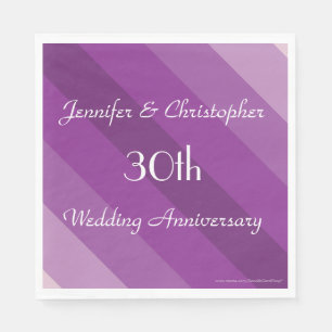 Serviette En Papier Purple Stripe 30e anniversaire Mariage Nom Papier