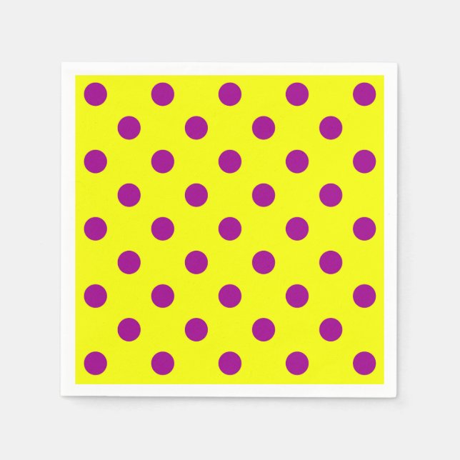 Serviette En Papier Purple Sur Motif Pois Jaune (Devant)