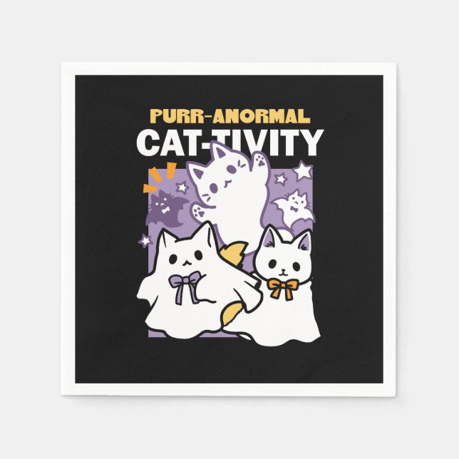 Serviette En Papier Purr-anormal Cat-tivity - Halloween Cat Design (Devant)