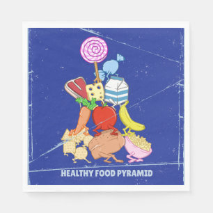 Serviette En Papier Pyramide alimentaire saine dessin humoristique