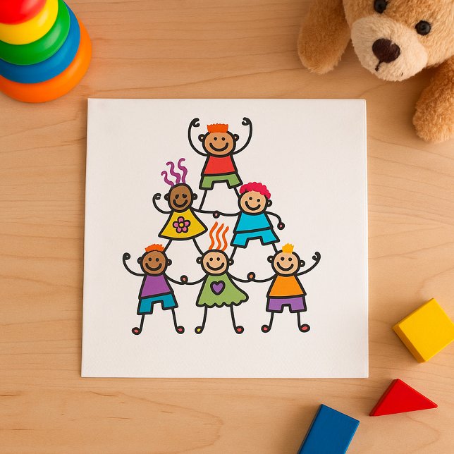 Serviette En Papier Pyramide de l'Amitié des Enfants Colorés (Créateur téléchargé)