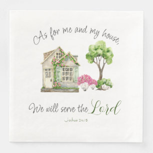 Serviette En Papier Quant à moi et ma maison Bible Verse Aquarelle