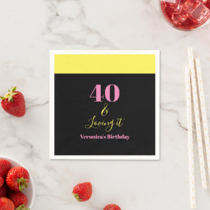Serviette En Papier Quarante ans et l'adorant 40e anniversaire Jaune N