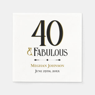 Serviette En Papier Quarante Élégant et Nom Fabuleux Date Anniversaire