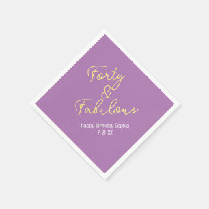 Serviette En Papier Quarante et fabuleux, Anniversaire, Lavande/Jaune