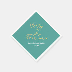 Serviette En Papier Quarante et fabuleux, Anniversaire Nom Date, Turqu