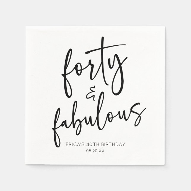 Serviette En Papier Quarante et fabuleux Minimal 40e fête d'anniversai (Devant)