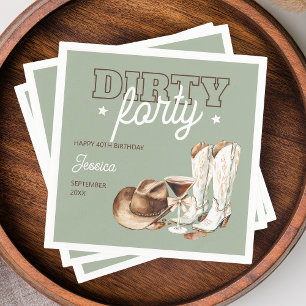 Serviette En Papier Quarantième anniversaire Dirty Forty Rodeo Vert Sa