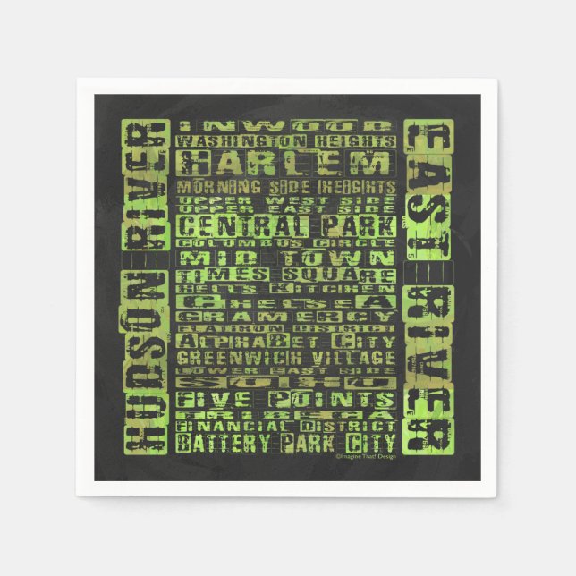 Serviette En Papier Quartiers de New York Vert (Devant)