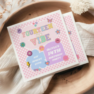 Serviette En Papier Quatorze A Vibe Preppy Patch 14e fête d'anniversai